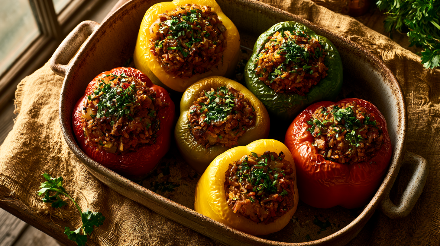 Dirty Rice Stuffed Peppers